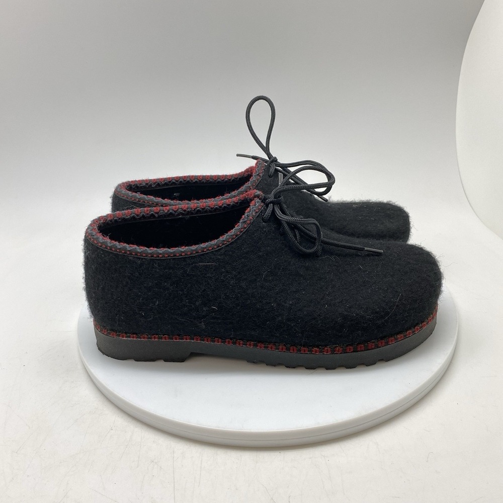 Wild N Wooly by STEGMANN Shoes Womens 7 Black Lace Up Felted Wool‎ Clogs